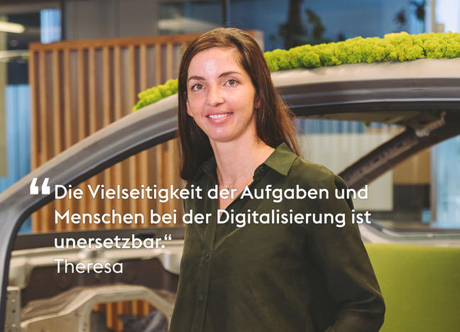 Theresa: Zukunft schaffen wir nur gemeinsam. Deshalb treiben wir Themen wie KI als Team voran.